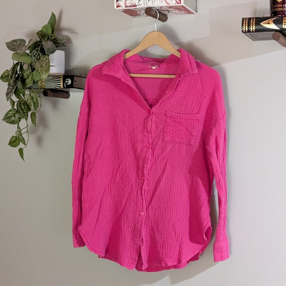 Shade & Shore | Pink Gauze Beach Button Down | Women's Size S